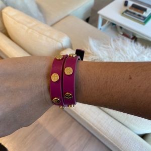 Tory Burch Double Wrap Logo Stud Bracelet